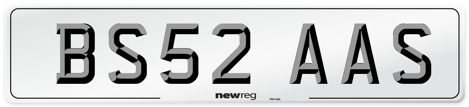 BS52 AAS Number Plate from New Reg